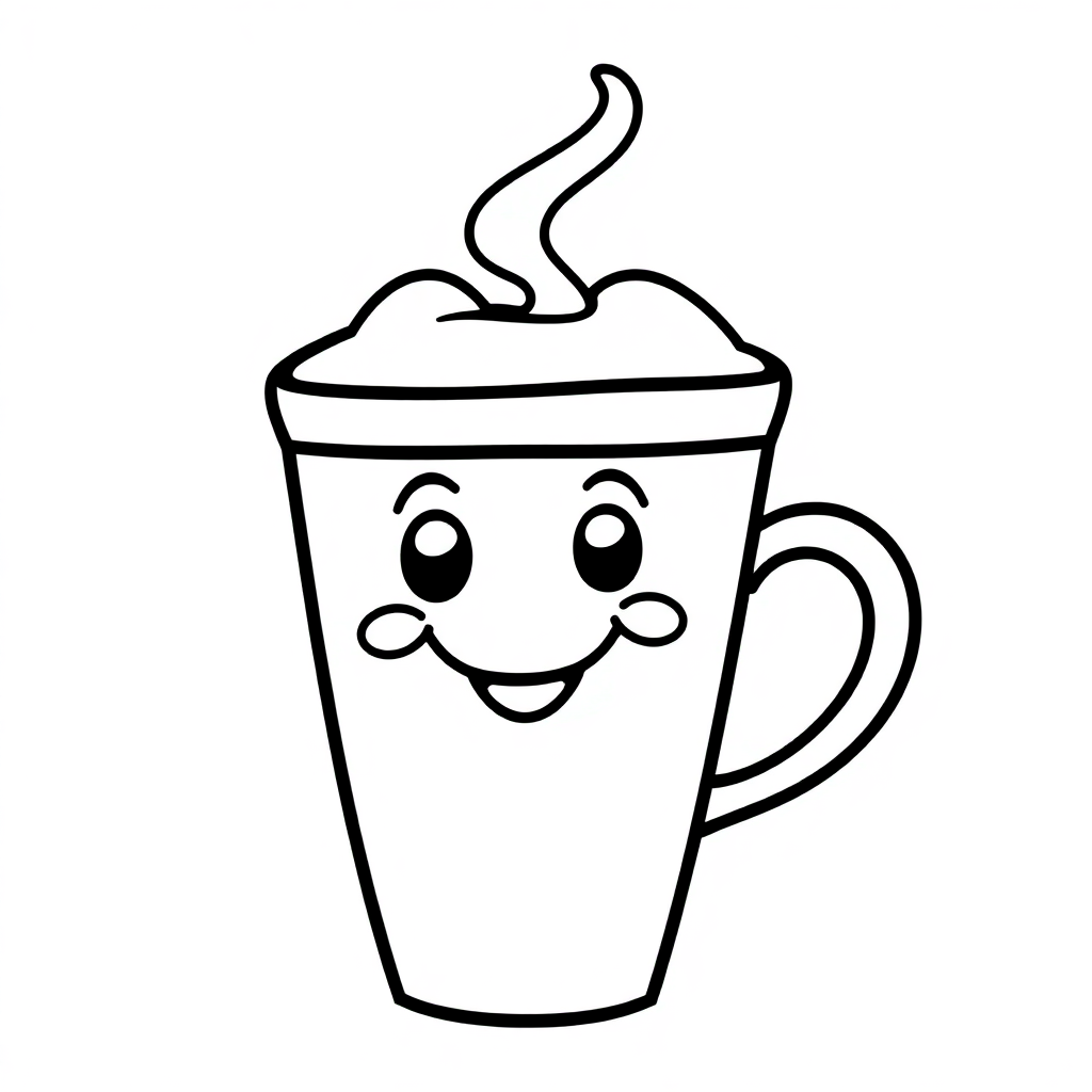 Friendly Coffee Cup Coloring Page