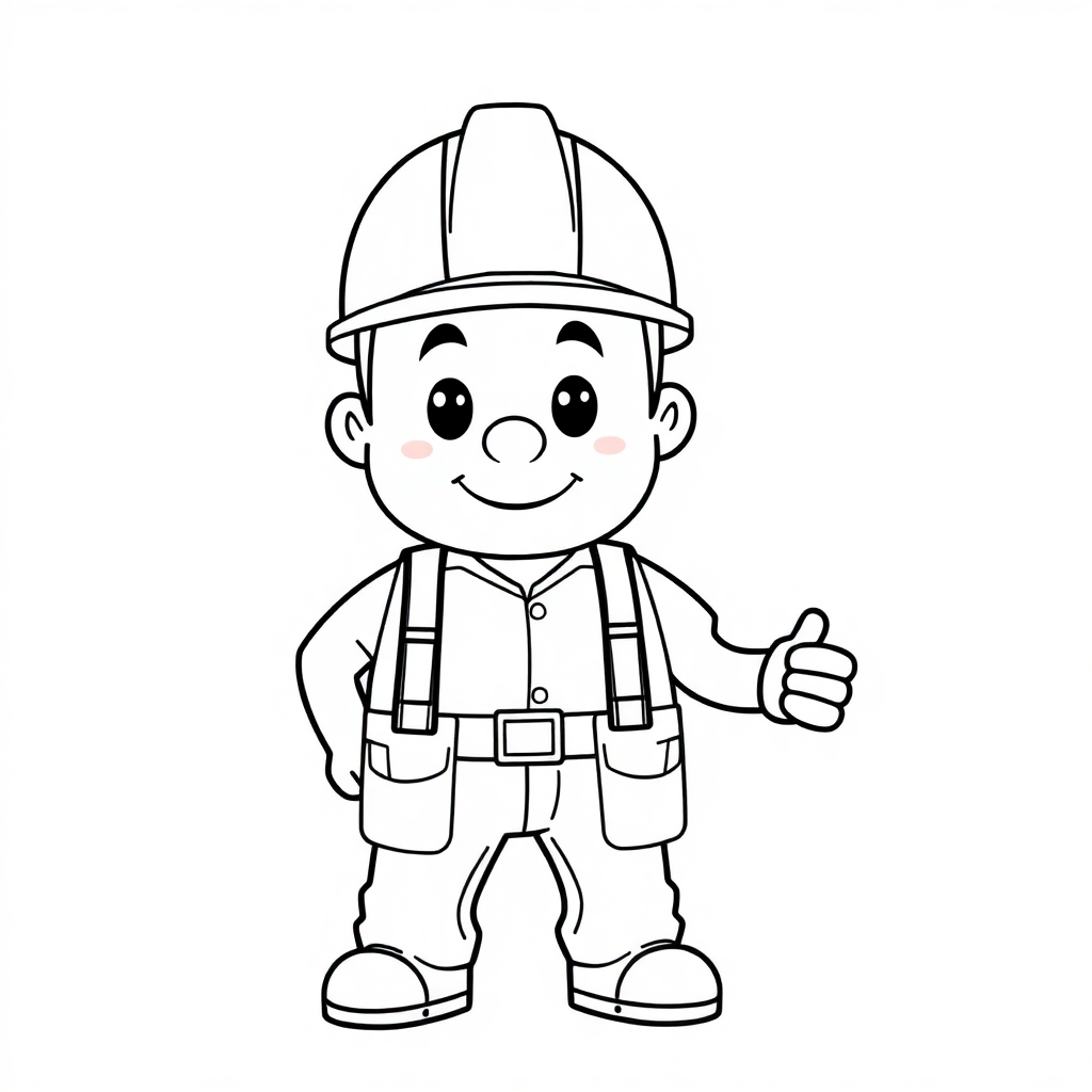 Friendly Construction Worker Coloring Page