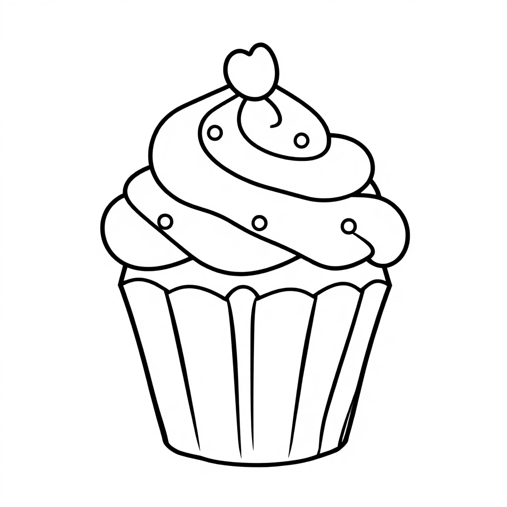 Friendly Cupcake Decorated Coloring Page