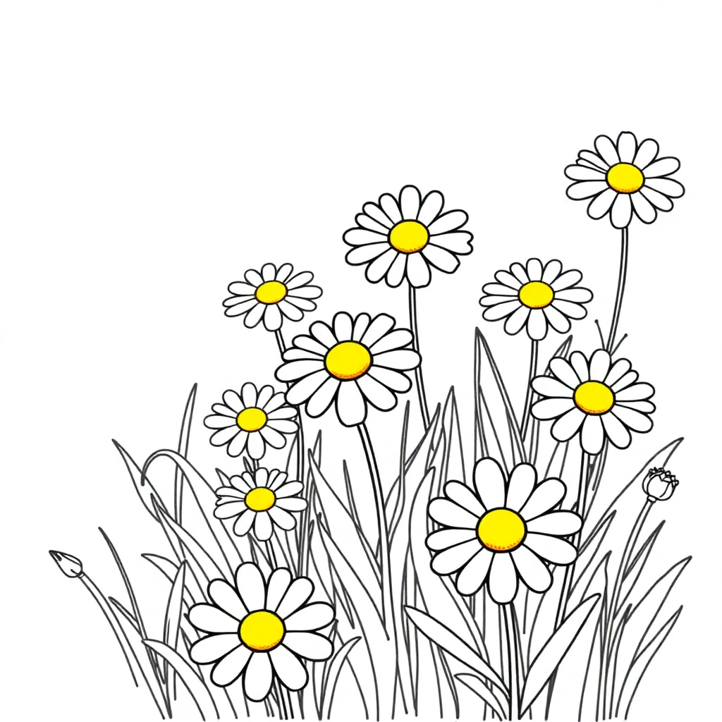 Friendly Daisy Meadow Coloring Page