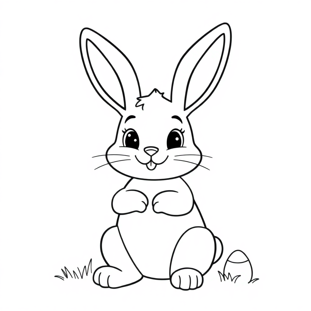 Friendly Easter Bunny Coloring Page