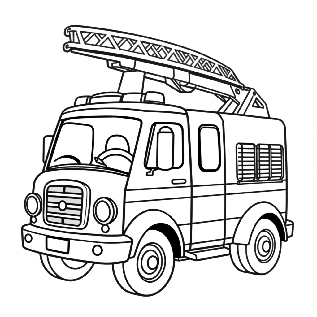 Friendly Fire Truck Coloring Page