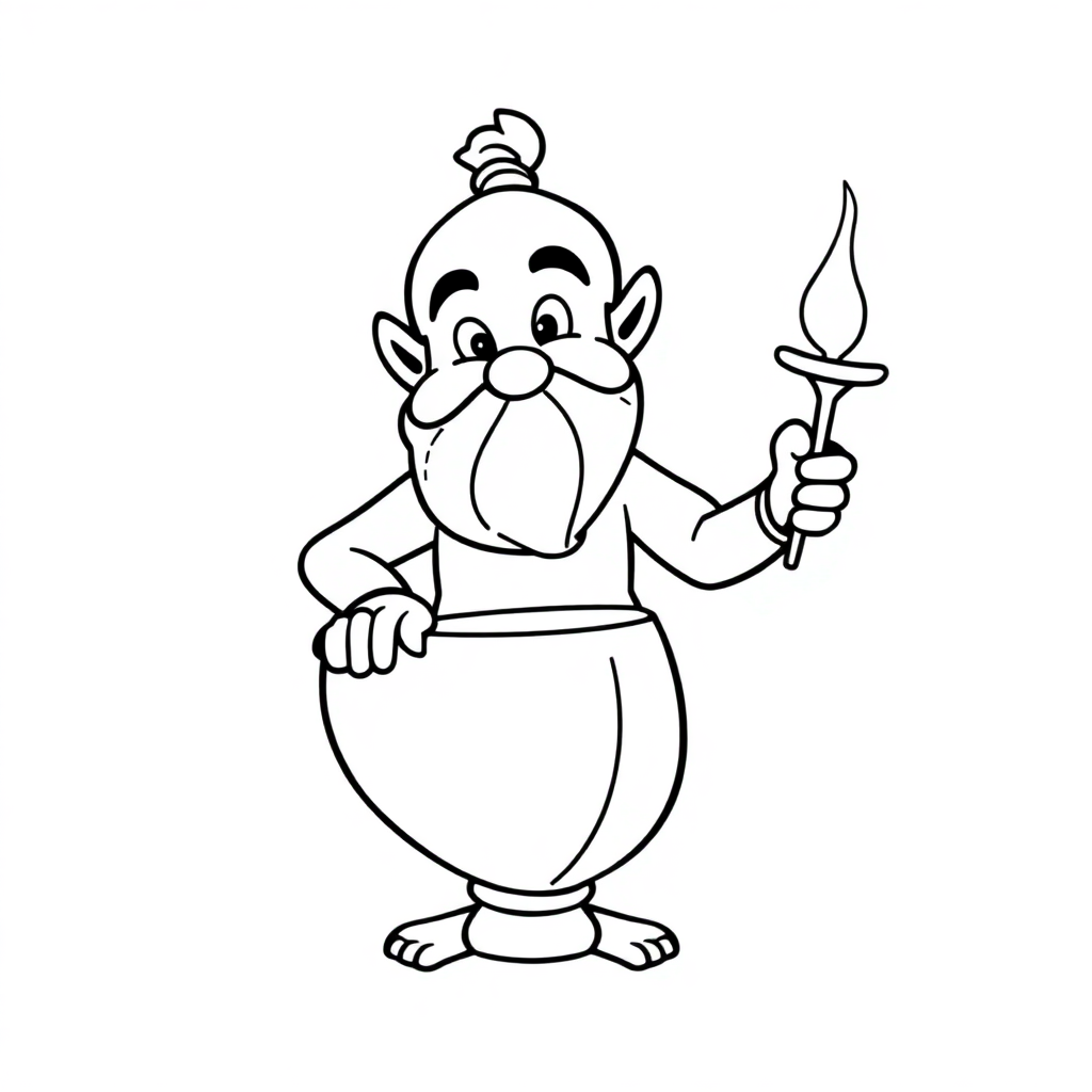 Friendly Genie From Lamp Coloring Page