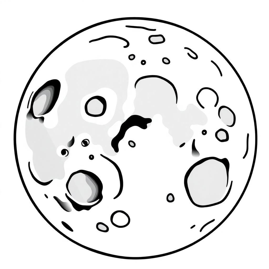 Printable Friendly Moon Surface With Craters Coloring Page