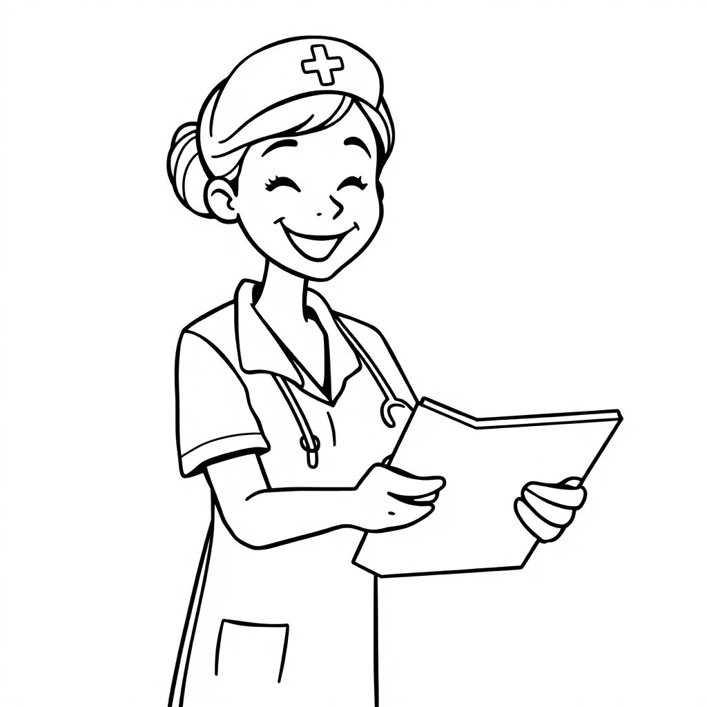Friendly Nurse Helping Coloring Page