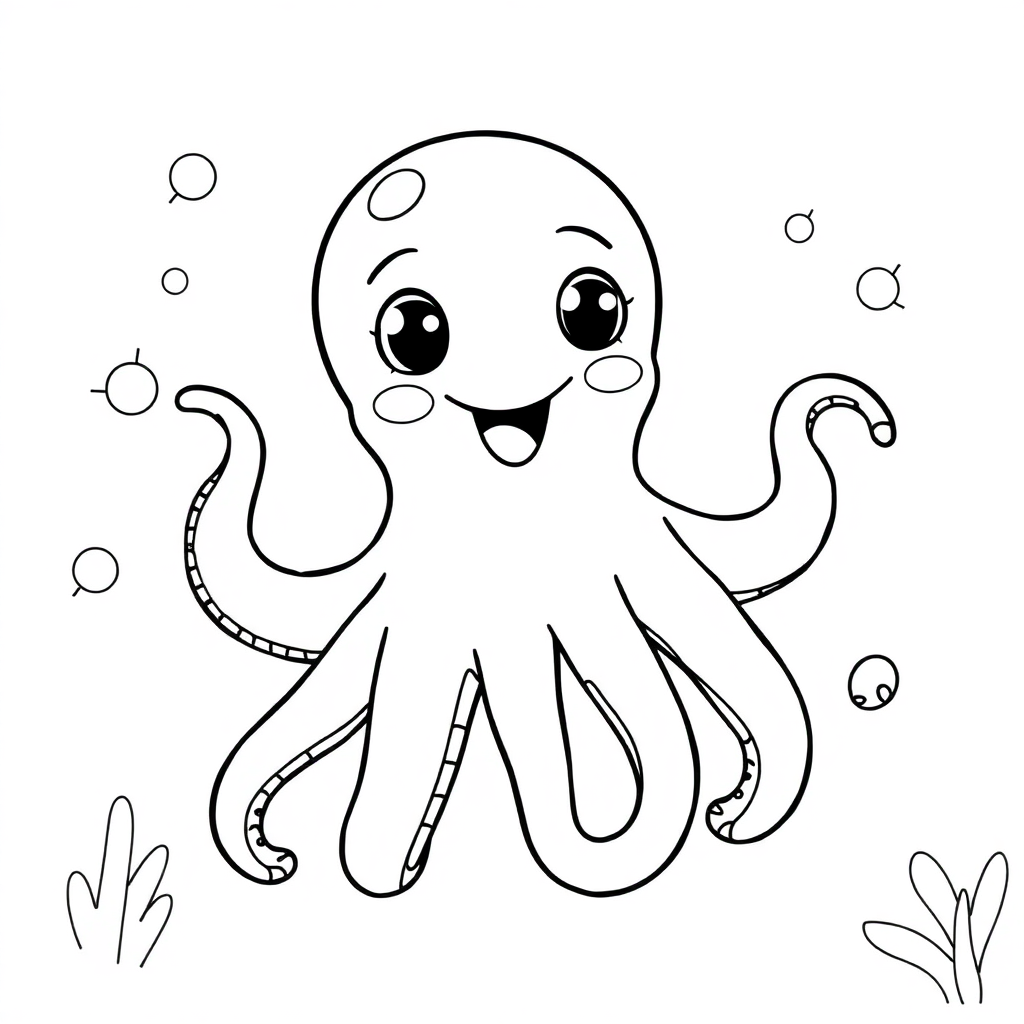 Friendly Octopus Underwater Coloring Page