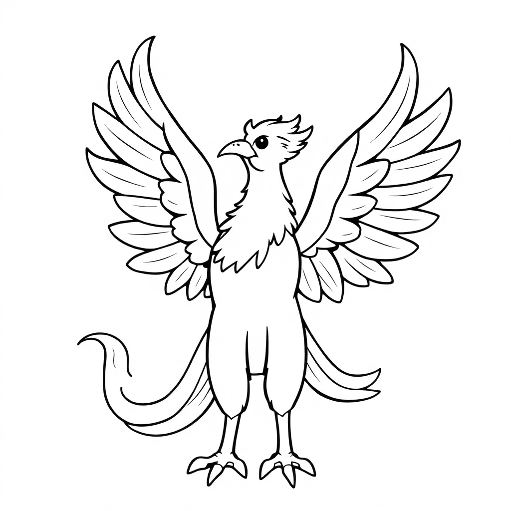 Friendly Phoenix Rising Coloring Page