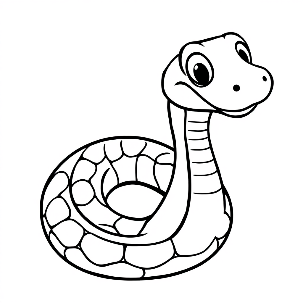 Friendly Snake Coiled Coloring Page