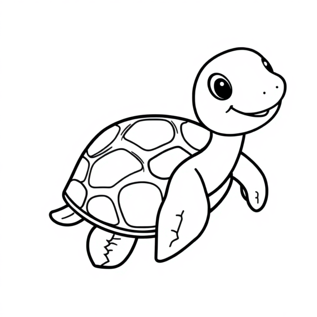 Friendly Turtle Swimming Coloring Page