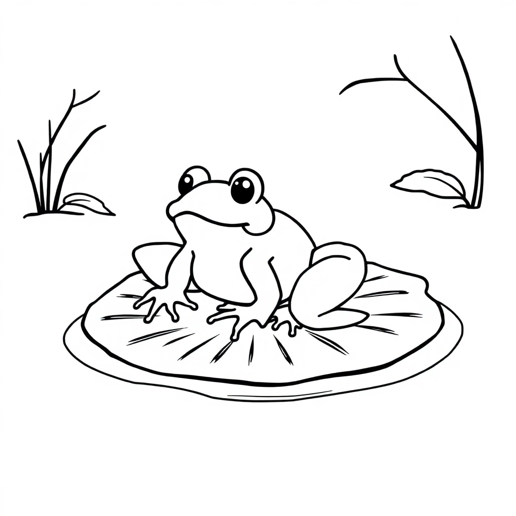 Frog On Lily Pad In Winter Coloring Page