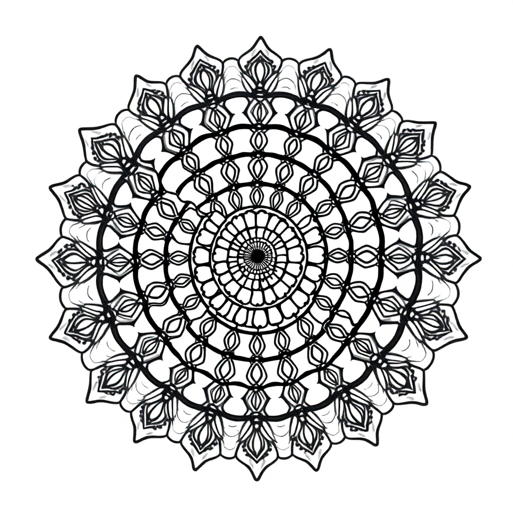 Funny Abstract Spiral Mandala Coloring Page