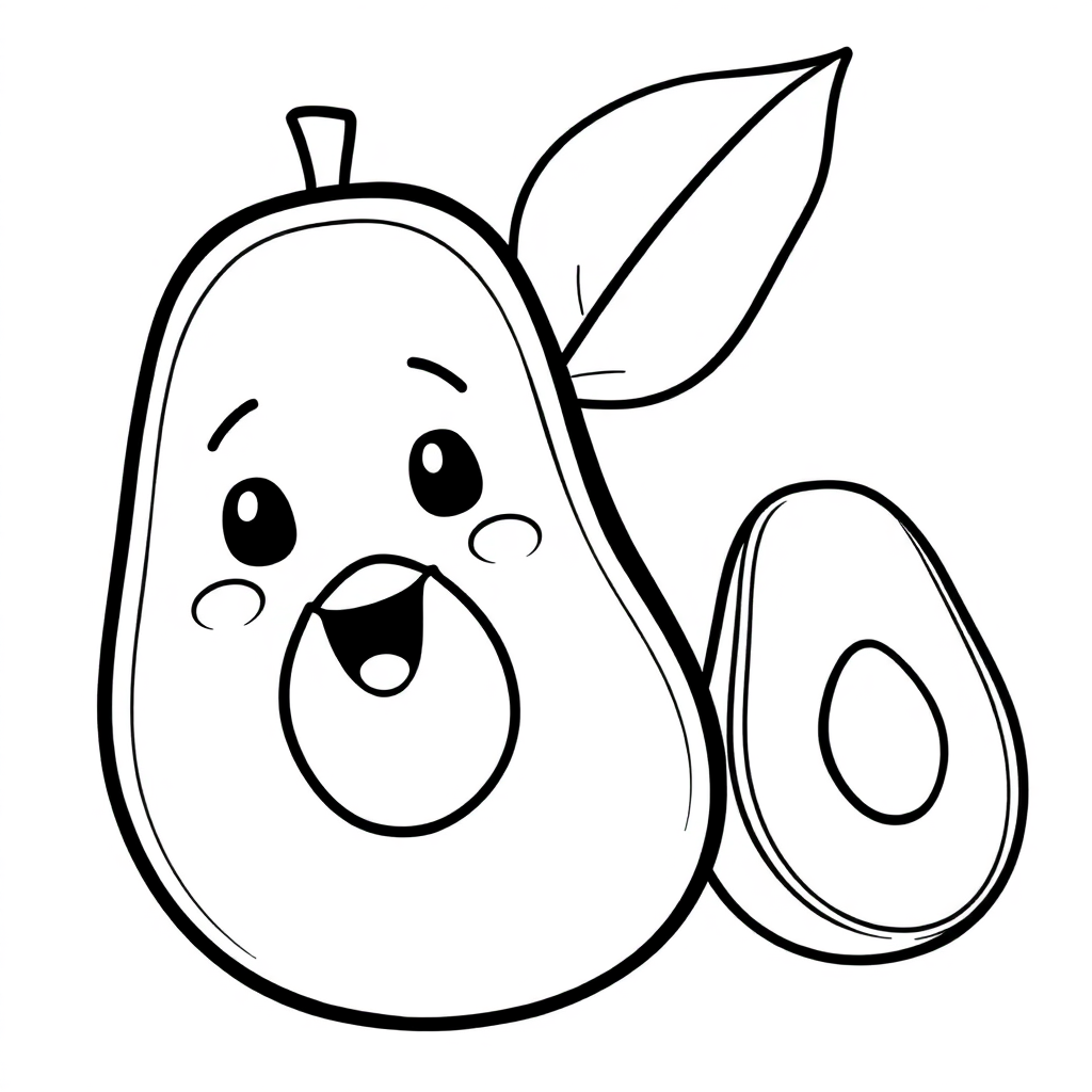 Funny Avocado Coloring Page