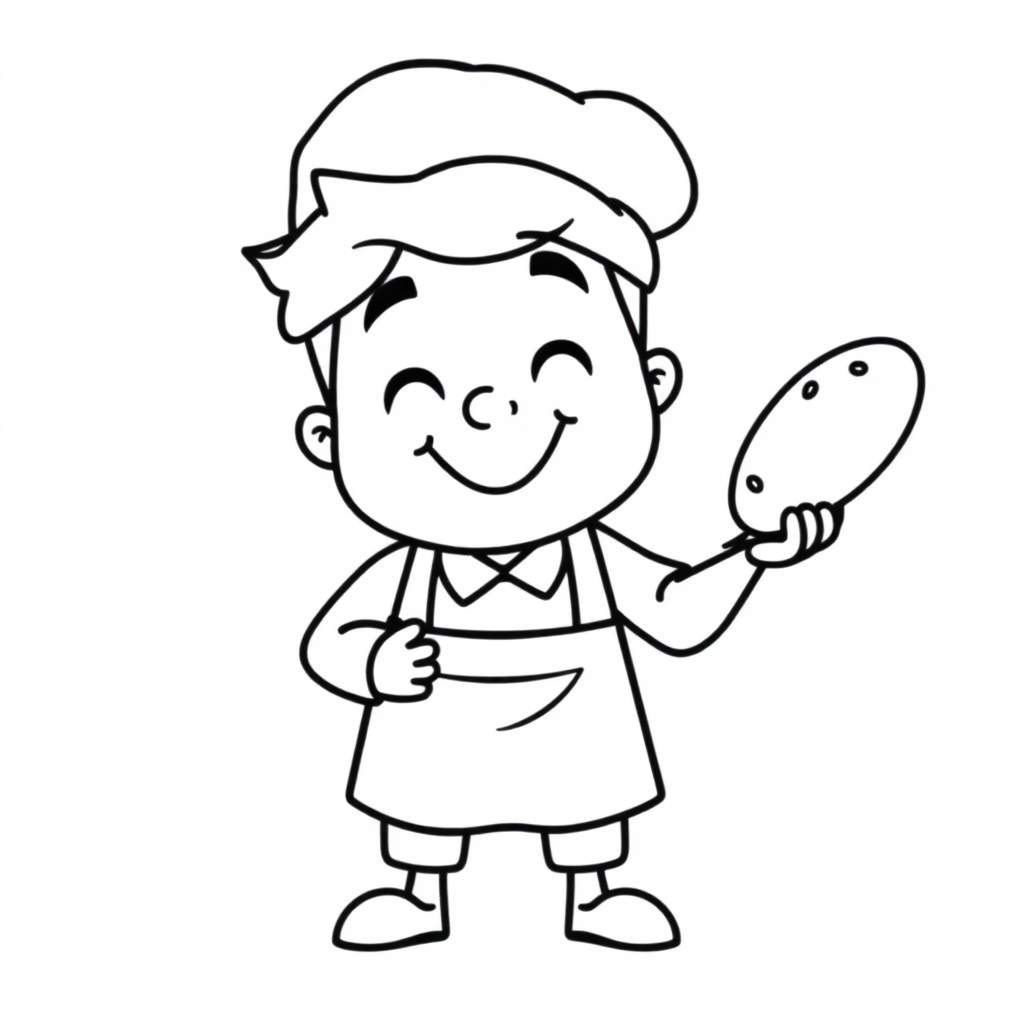 Funny Baker With Bread Coloring Page