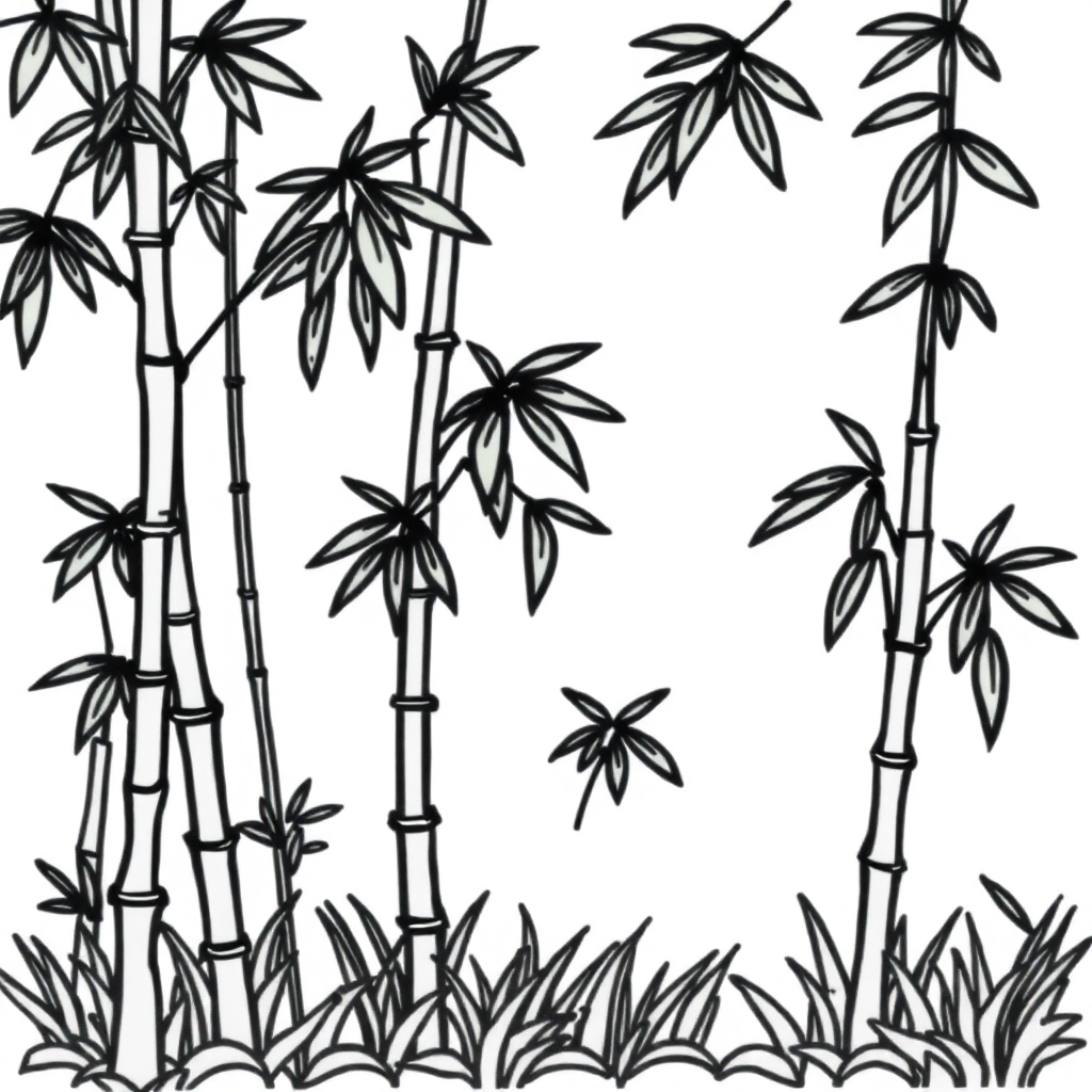 Funny Bamboo Forest Coloring Page