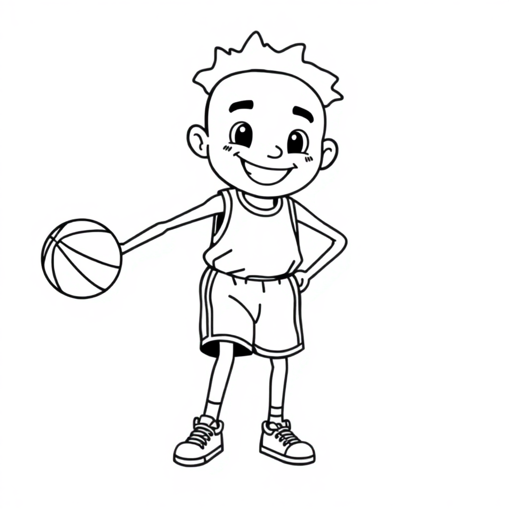 Funny Basketball Player Coloring Page