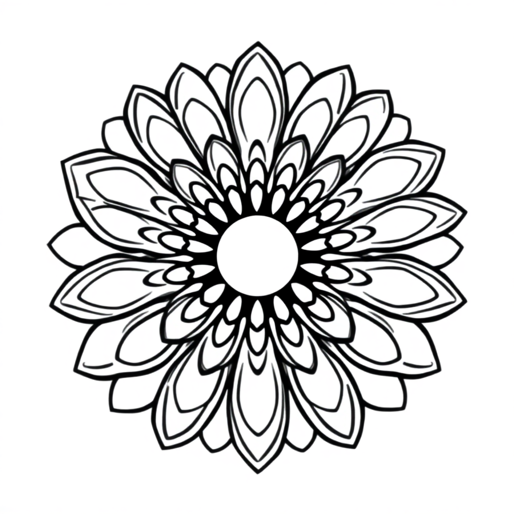 Funny Circular Mandala With Petals Coloring Page