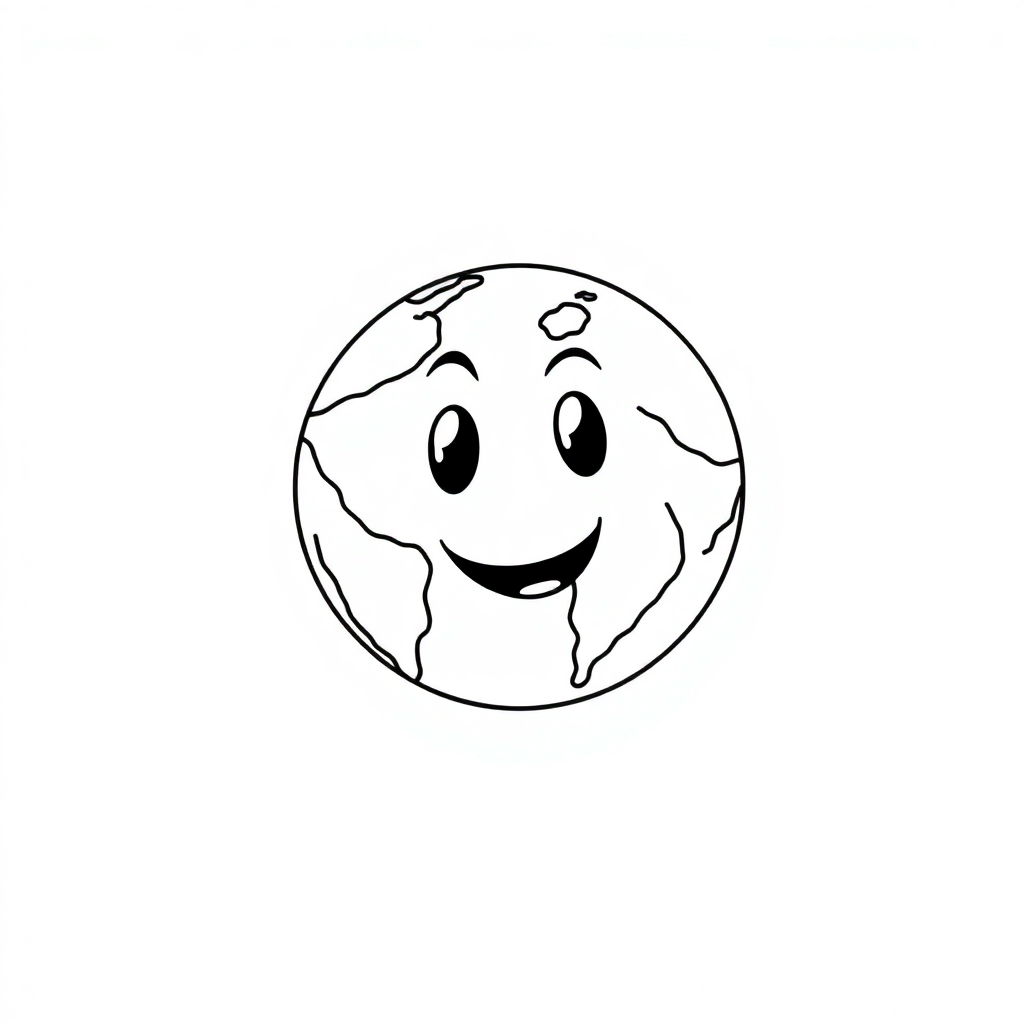 Detailed Funny Earth From Space Coloring Page