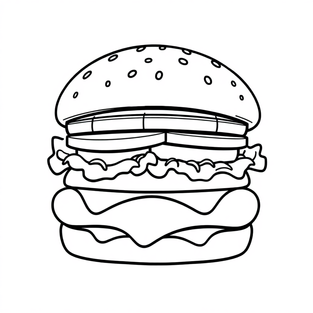 Funny Hamburger Coloring Page