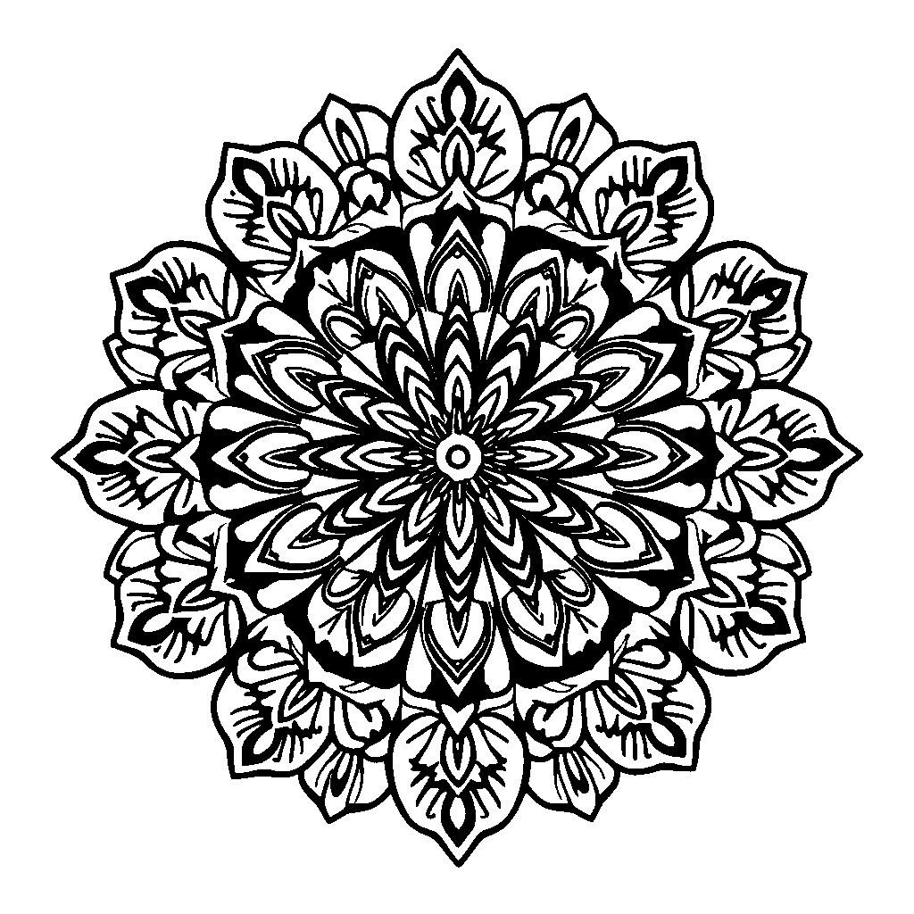 Funny Intricate Floral Mandala Coloring Page