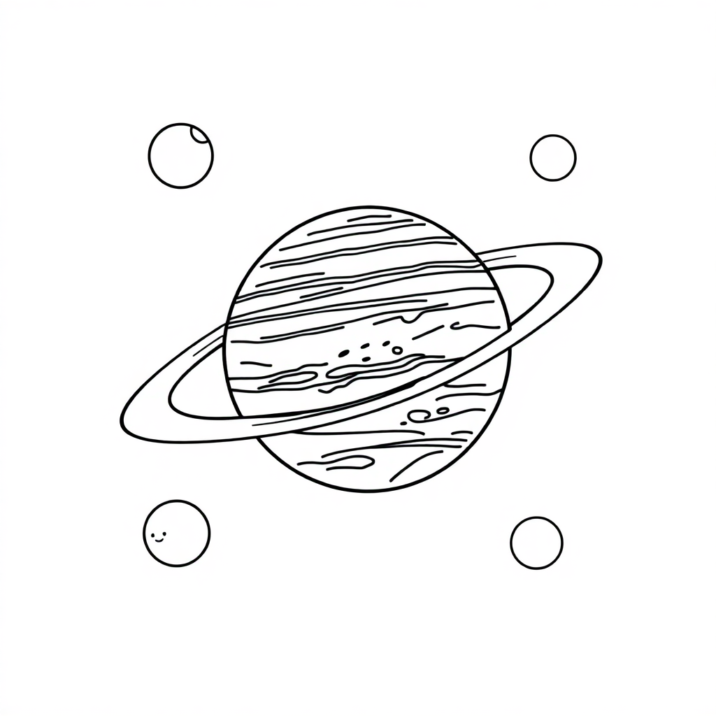 Funny Jupiter And Moons Coloring Page