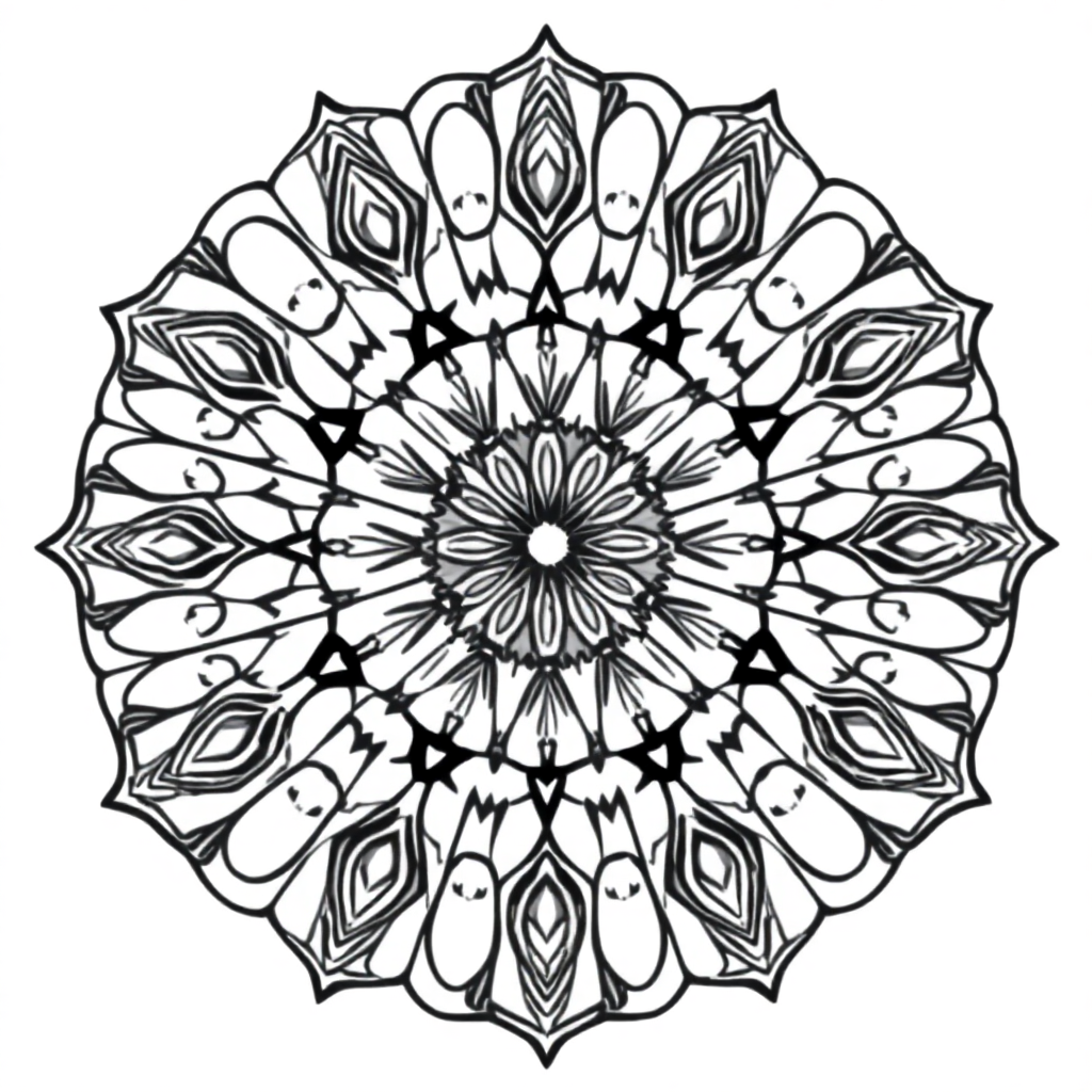 Funny Kaleidoscope Mandala Coloring Page