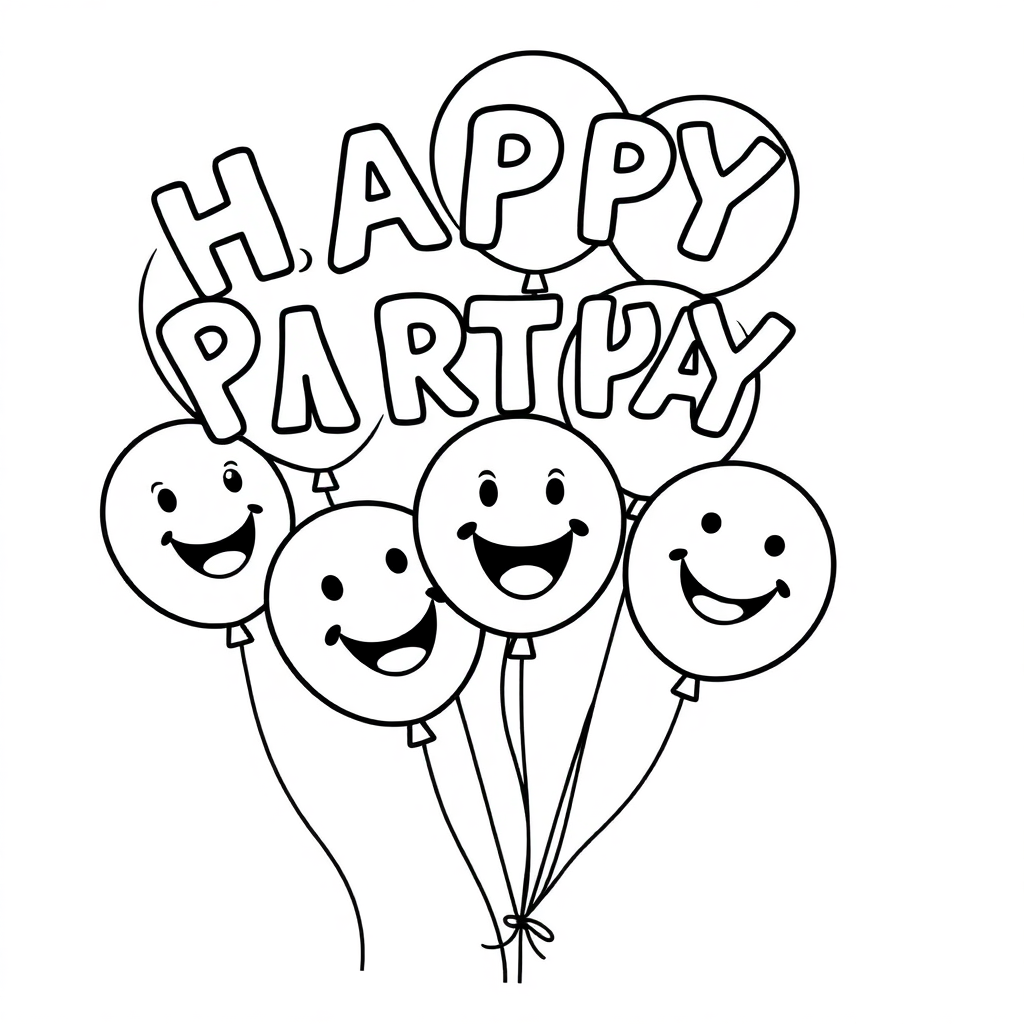 Funny Party Balloons Coloring Page