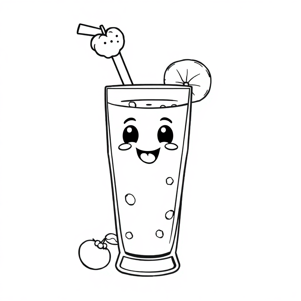 Funny Smoothie Glass Coloring Page