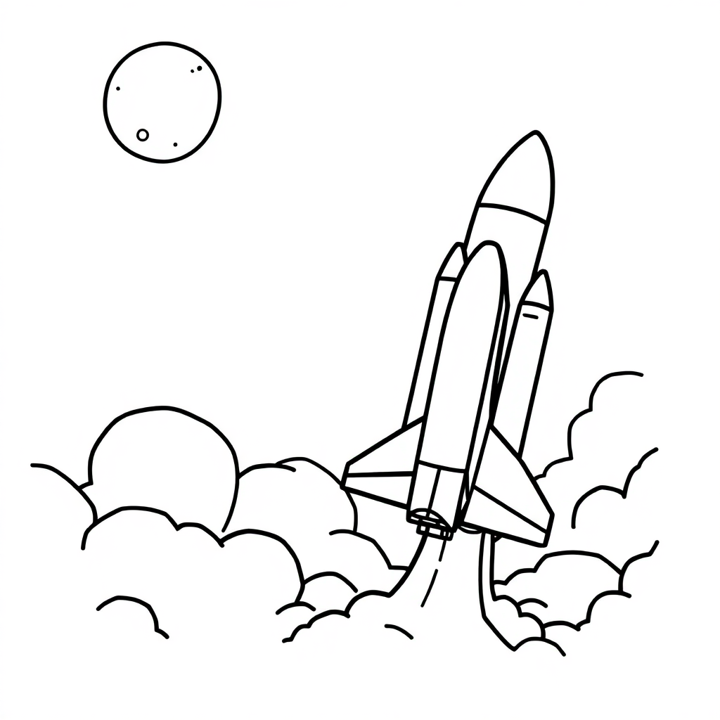 Funny Space Shuttle Launch Coloring Page
