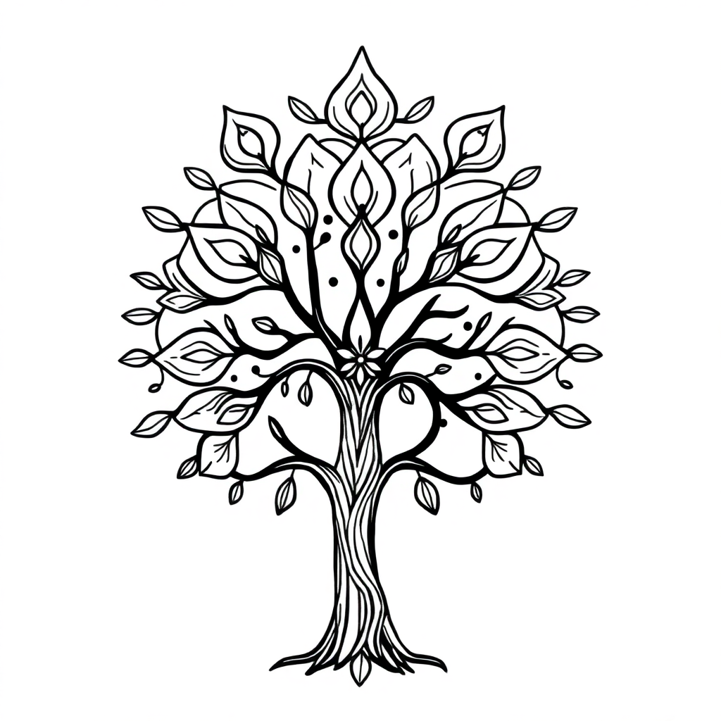 Funny Tree Of Life Mandala Coloring Page