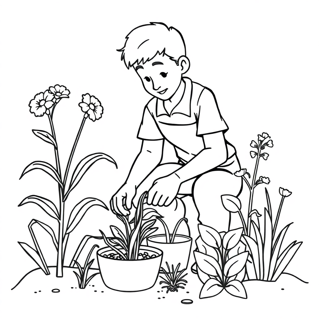 Gardener Planting Coloring Page
