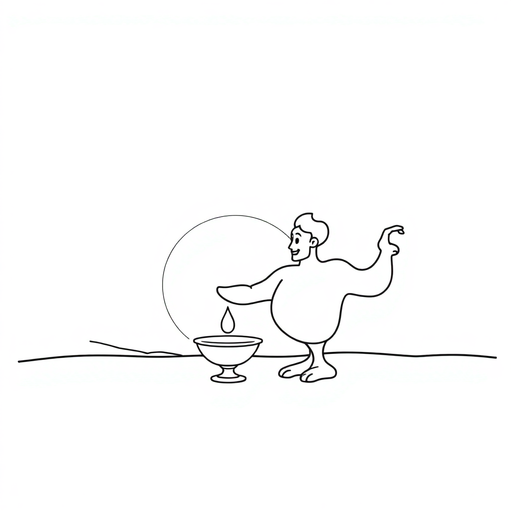 Genie From Lamp At Sunset Coloring Page