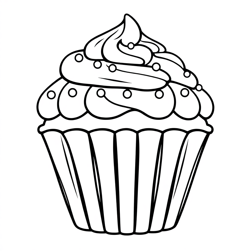 Giant Cupcake Decorated Coloring Page