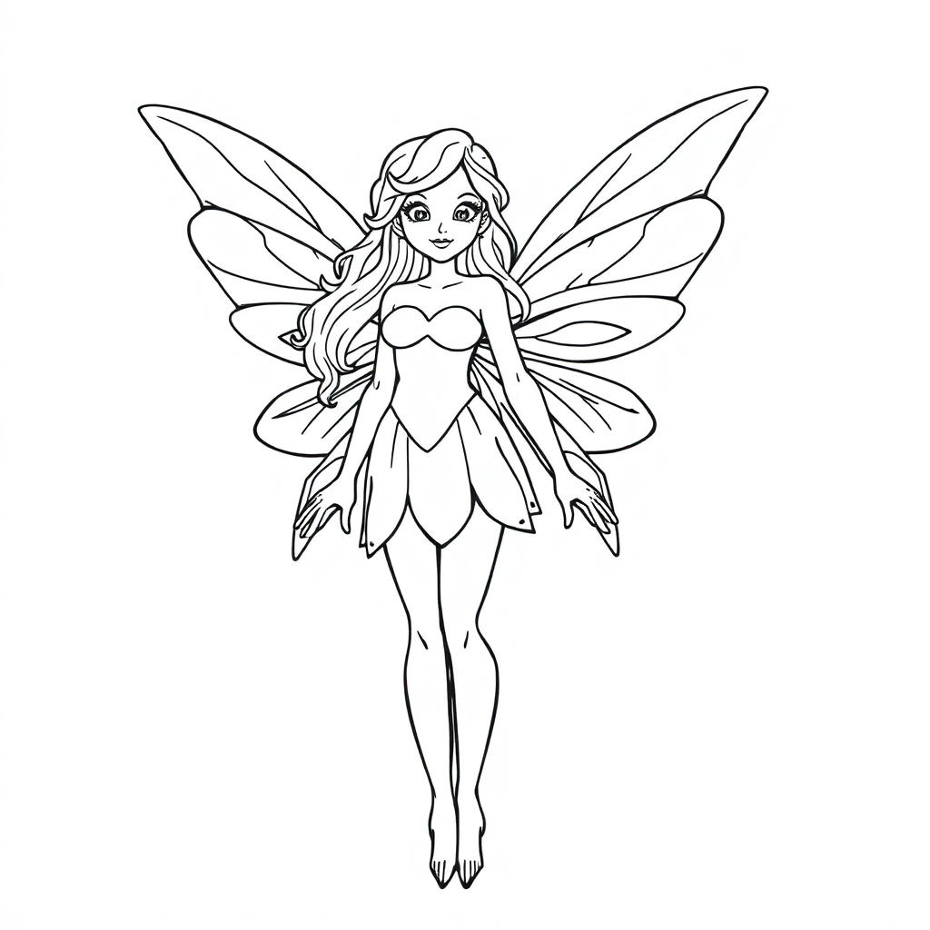 Giant Fairy With Wings Coloring Page