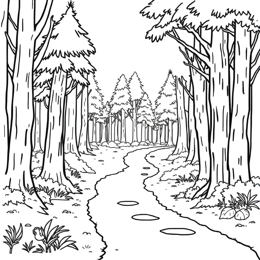 Giant Forest Path Coloring Page