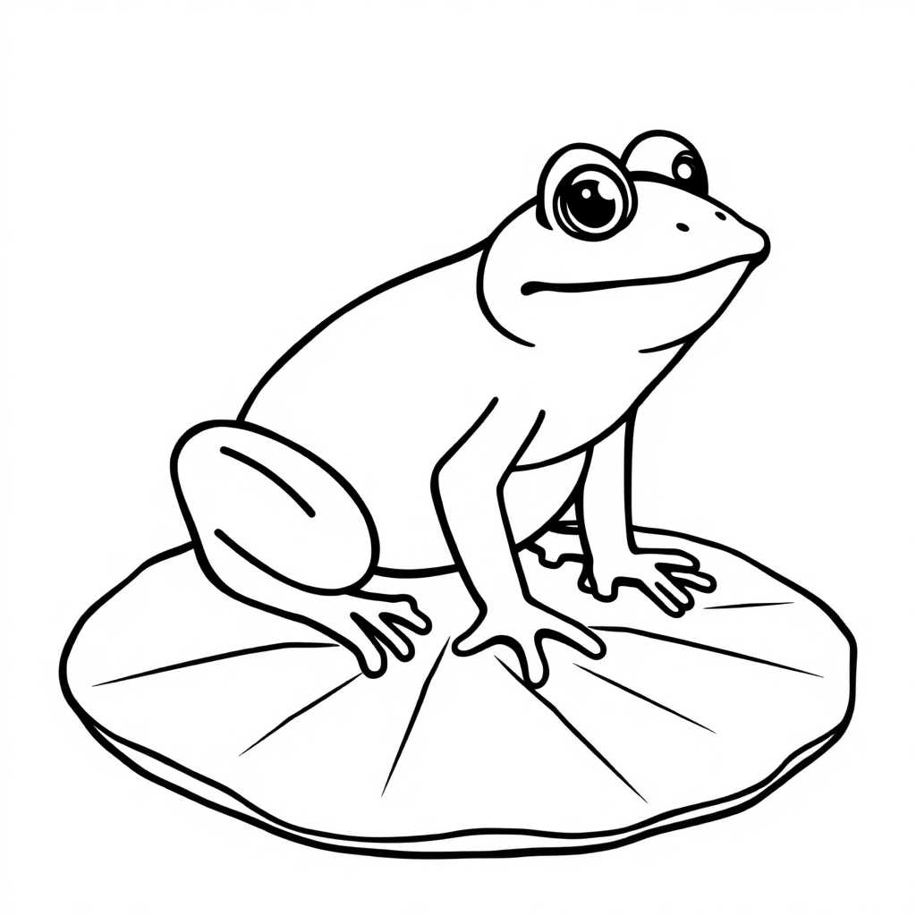 Giant Frog On Lily Pad Coloring Page