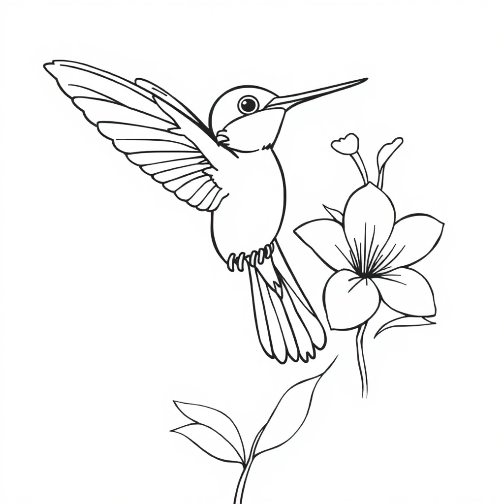 Giant Hummingbird Near Flower Coloring Page