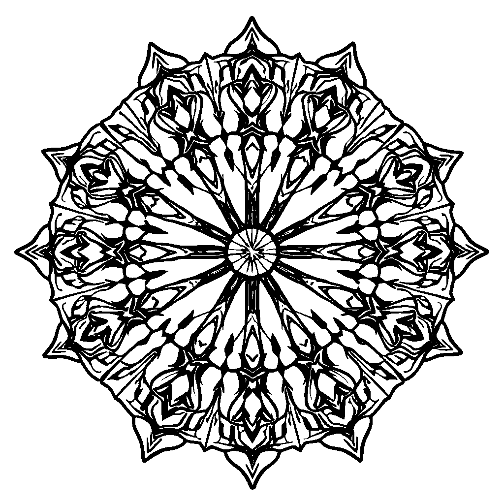 Giant Kaleidoscope Mandala Coloring Page