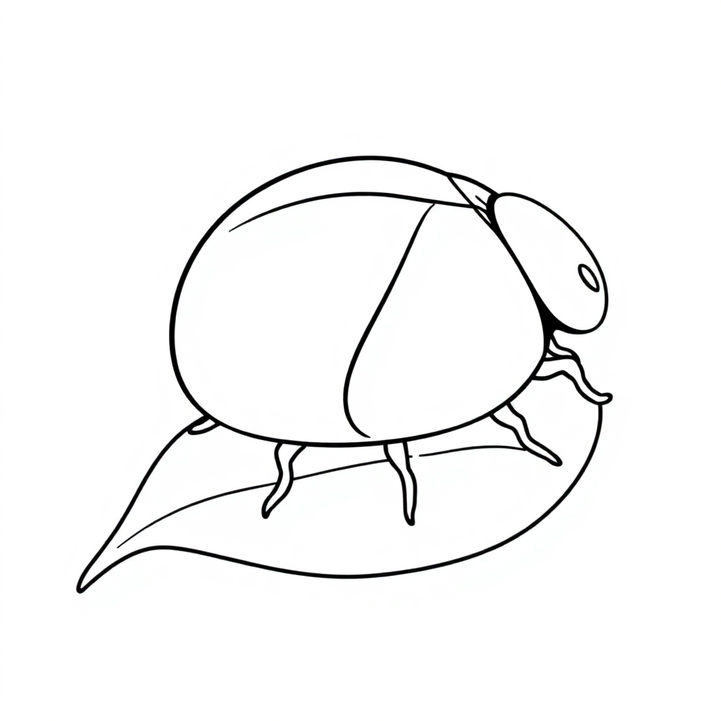 Detailed Giant Ladybug On Leaf Coloring Page