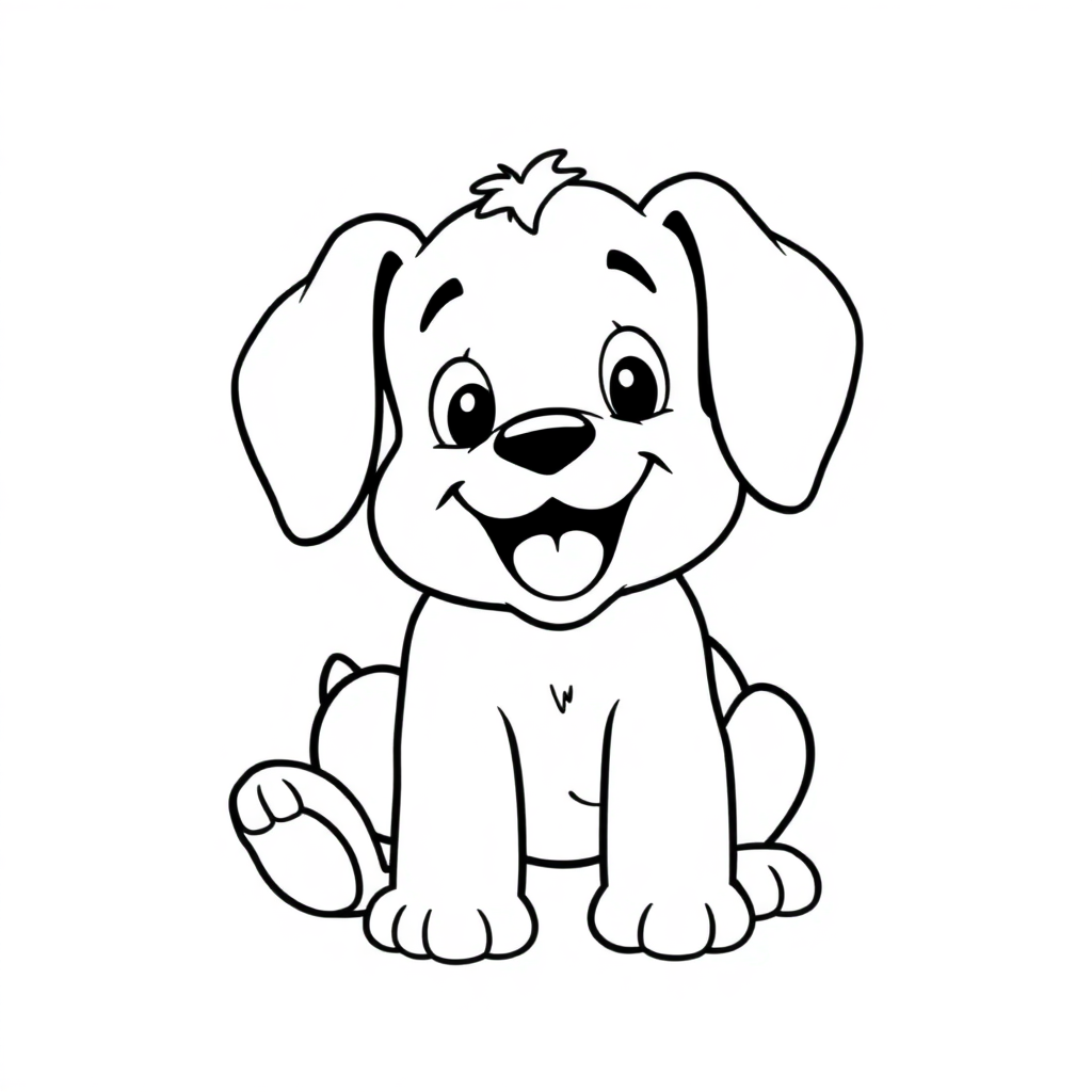 Giant Playful Puppy Coloring Page