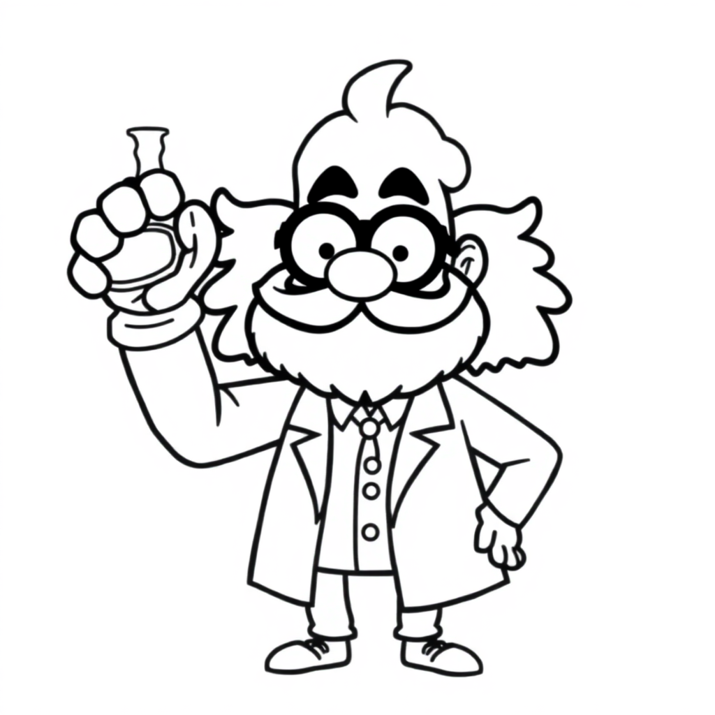 Giant Scientist With Beaker Coloring Page