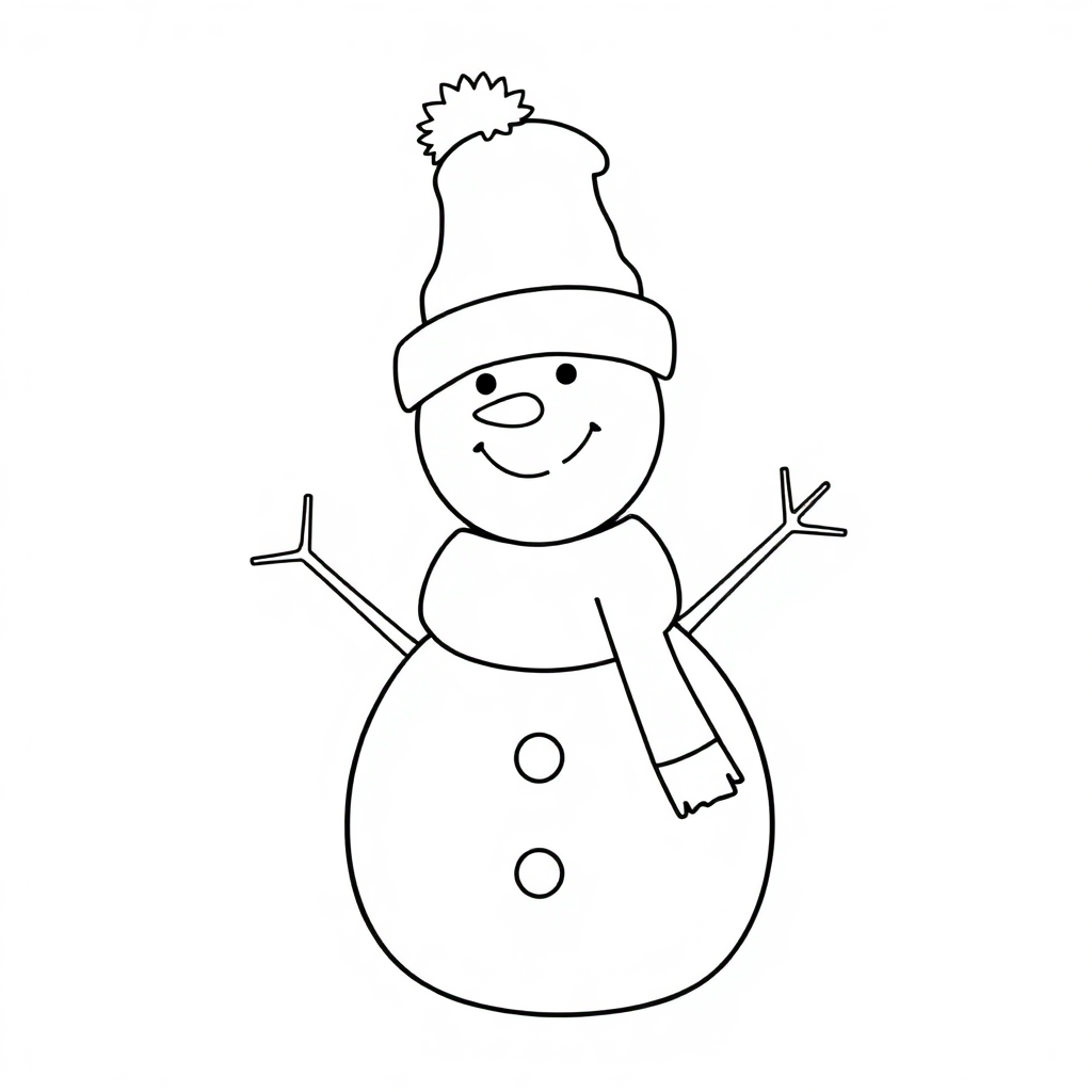 Giant Snowman With Hat Coloring Page