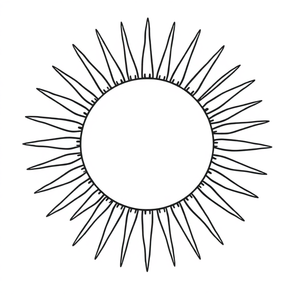 Giant Sun With Rays Coloring Page