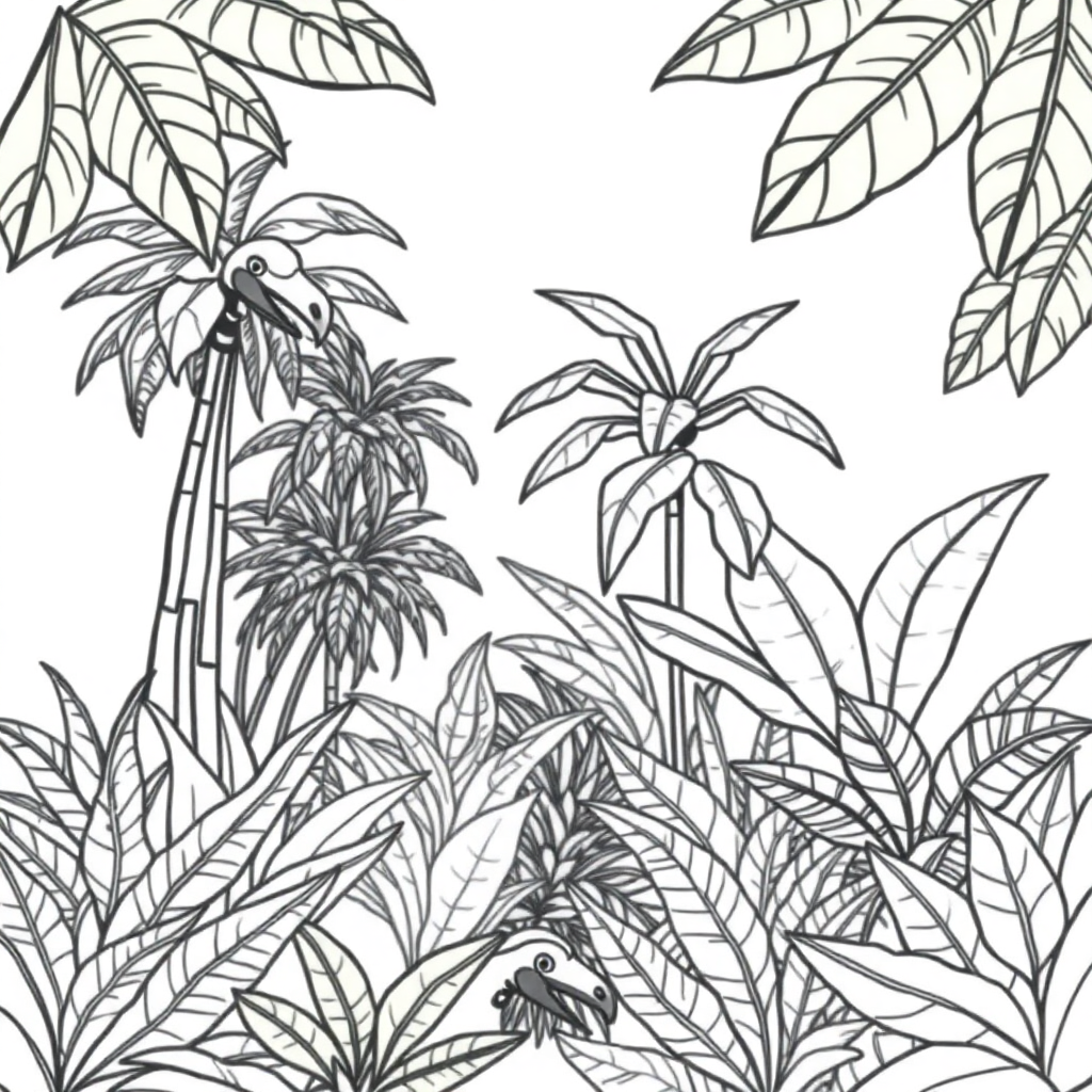 Giant Tropical Jungle Coloring Page