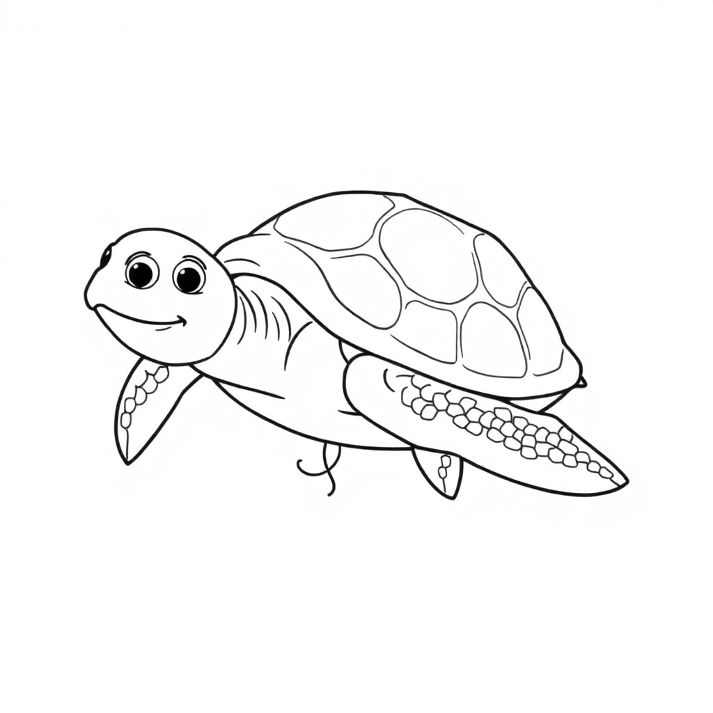 Giant Turtle Swimming Coloring Page