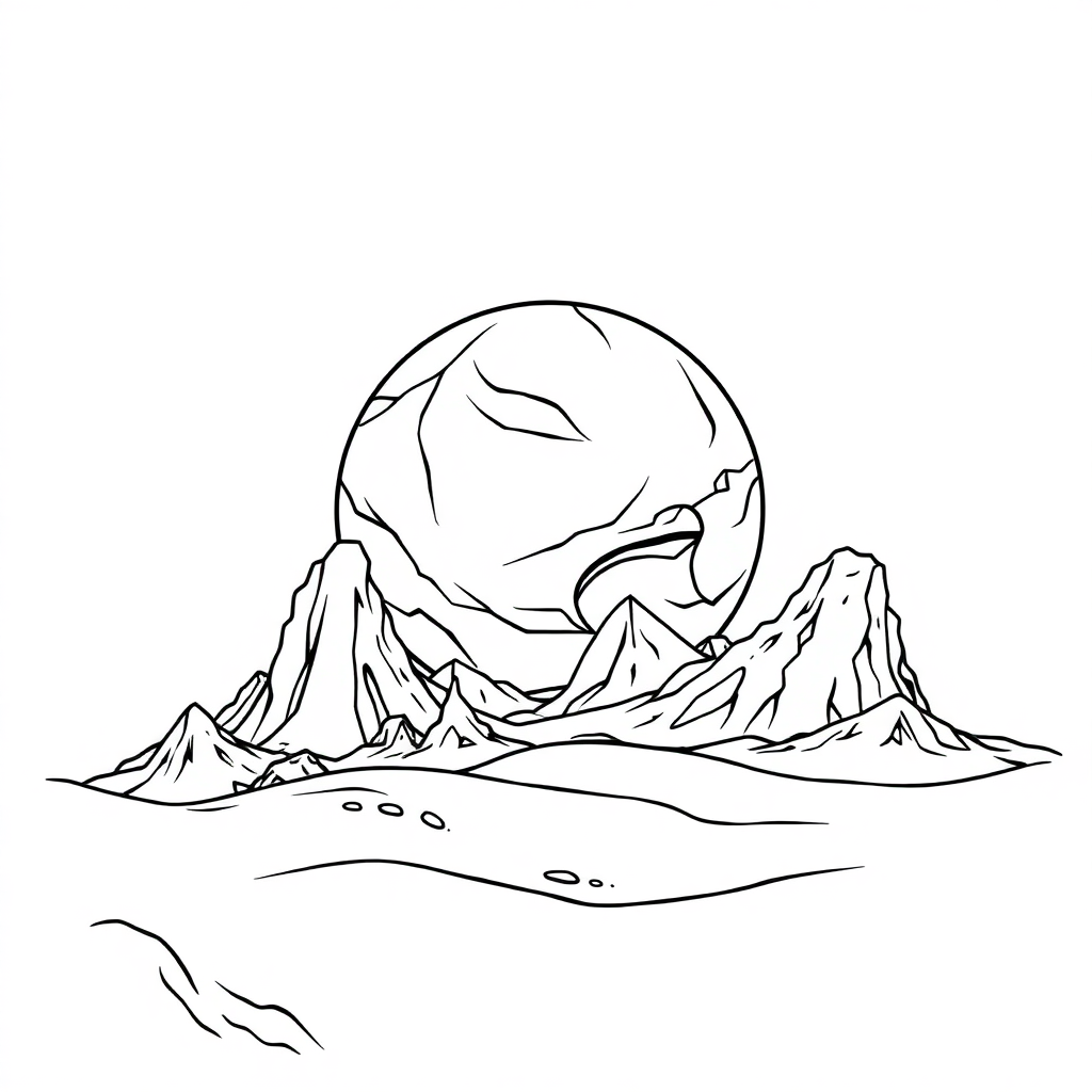 Graceful Alien Planet Landscape Coloring Page