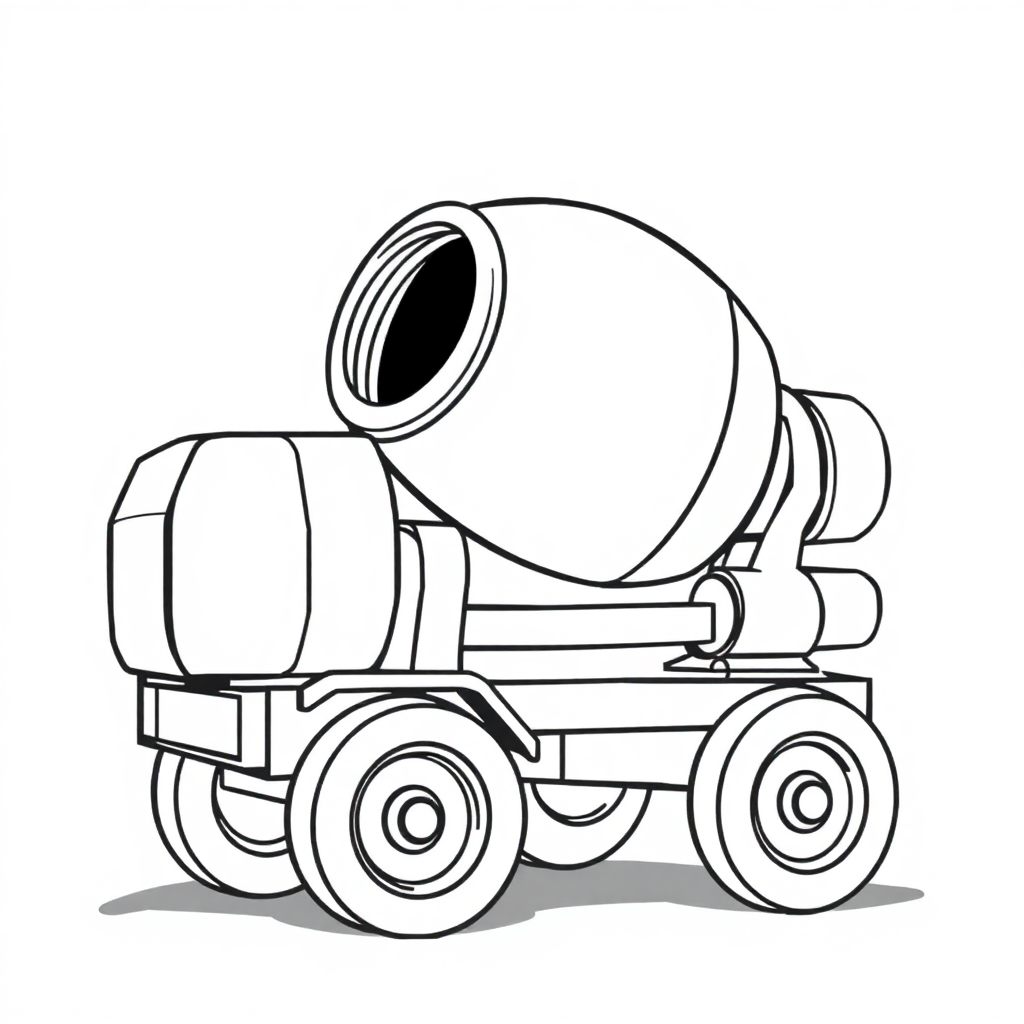 Graceful Cement Mixer Coloring Page