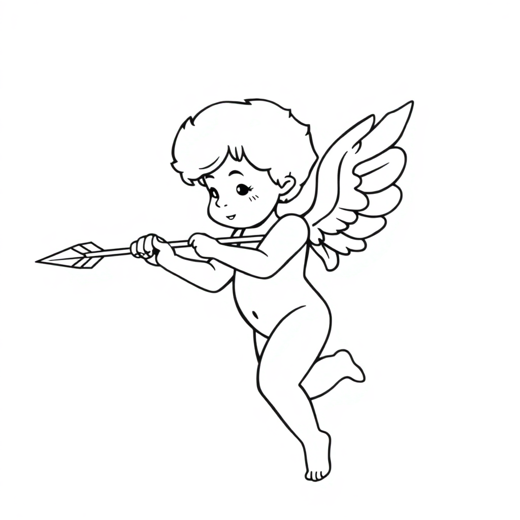 Graceful Cupid With Arrow Coloring Page