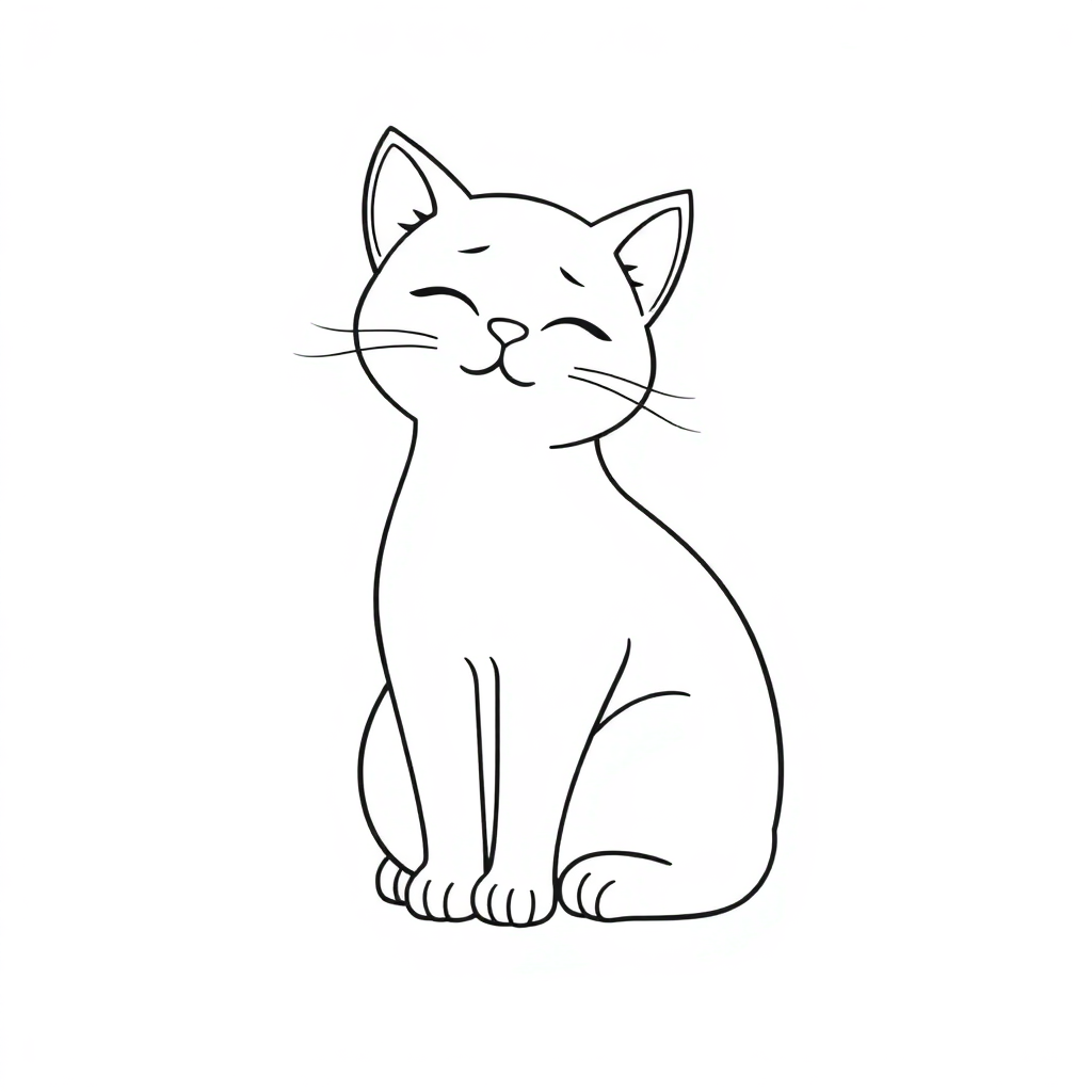 Graceful Cute Cat Sitting Coloring Page
