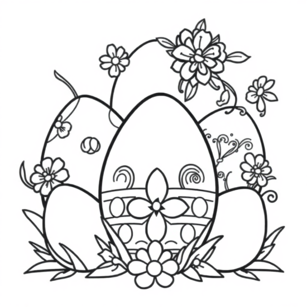 Graceful Easter Eggs Decorated Coloring Page