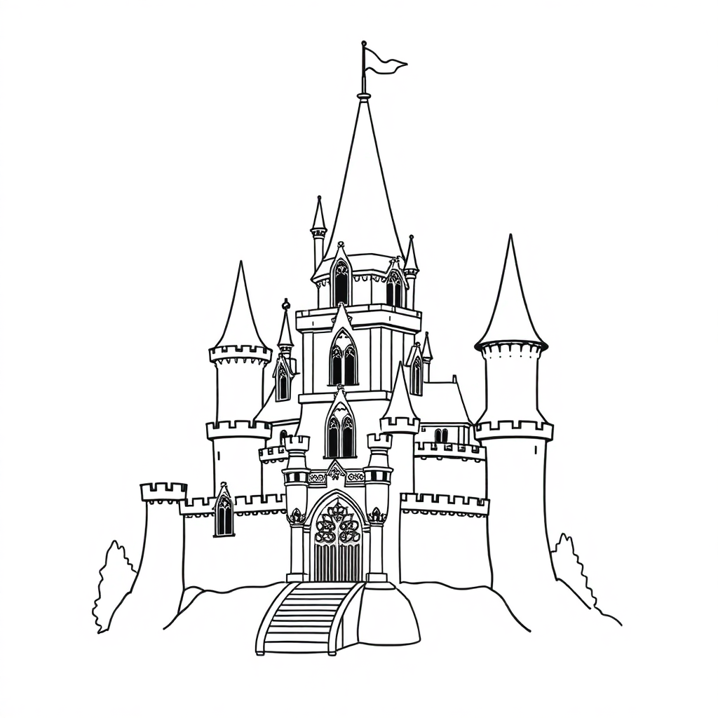 Graceful Enchanted Castle Coloring Page